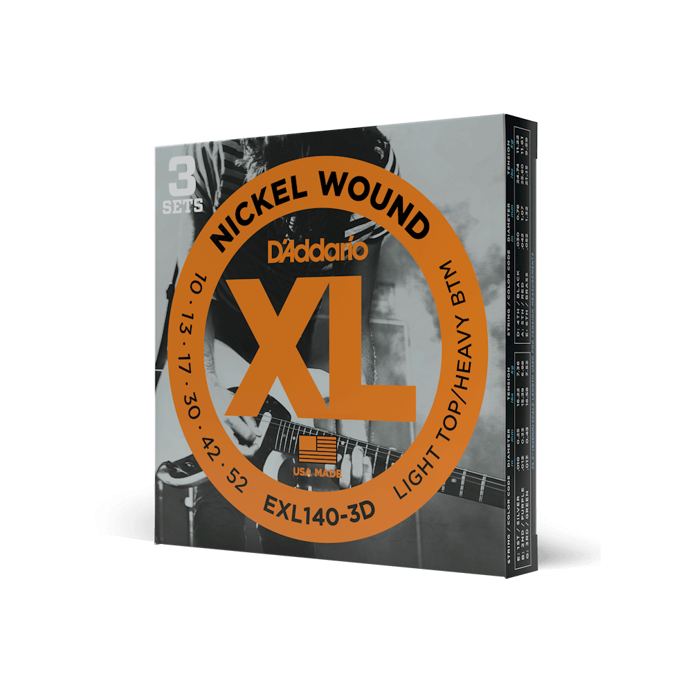 D'Addario EXL140-3D XL Nickel Wound Electric Guitar 10-52 (3-Pack) — manufacturer product image